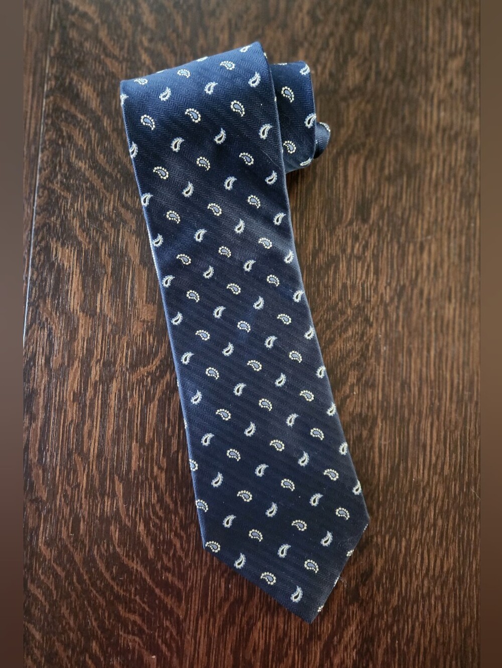 Vintage Tommy Hilfiger 1990's Two Pattern Necktie Navy Blue Gray Silk EUC $26